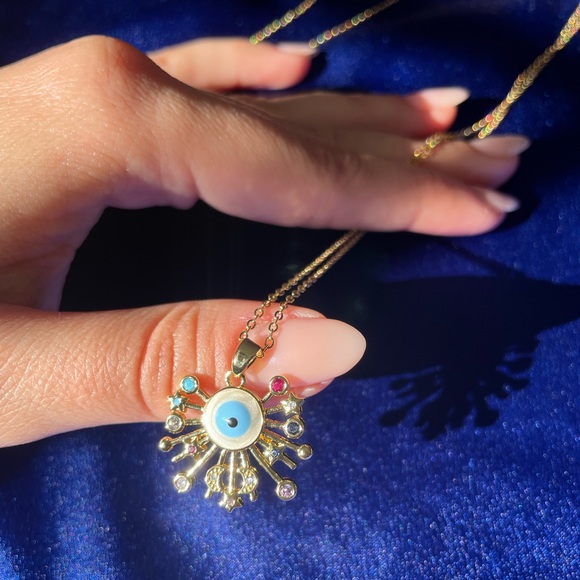 *NEW* 18K Gold Plated Evil Eye Jewelry Cubic Zirconia Pendant Necklace 🧿🪬 - Picture 6 of 11
